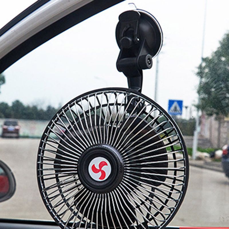 Cherubfunz 12 V autoventilator, traploze snelheid, 360° instelbare
