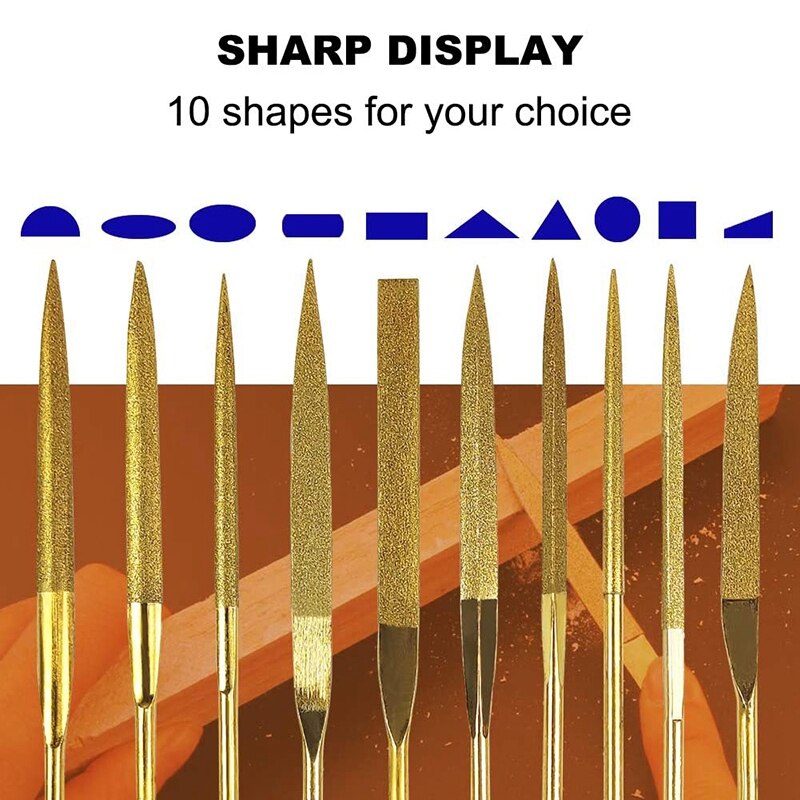 Metal File Set, Jewelers File Set, Crystal Repair File Set, Mini Diamond Needle File Set, Metalsmithing Tools 10 Pcs