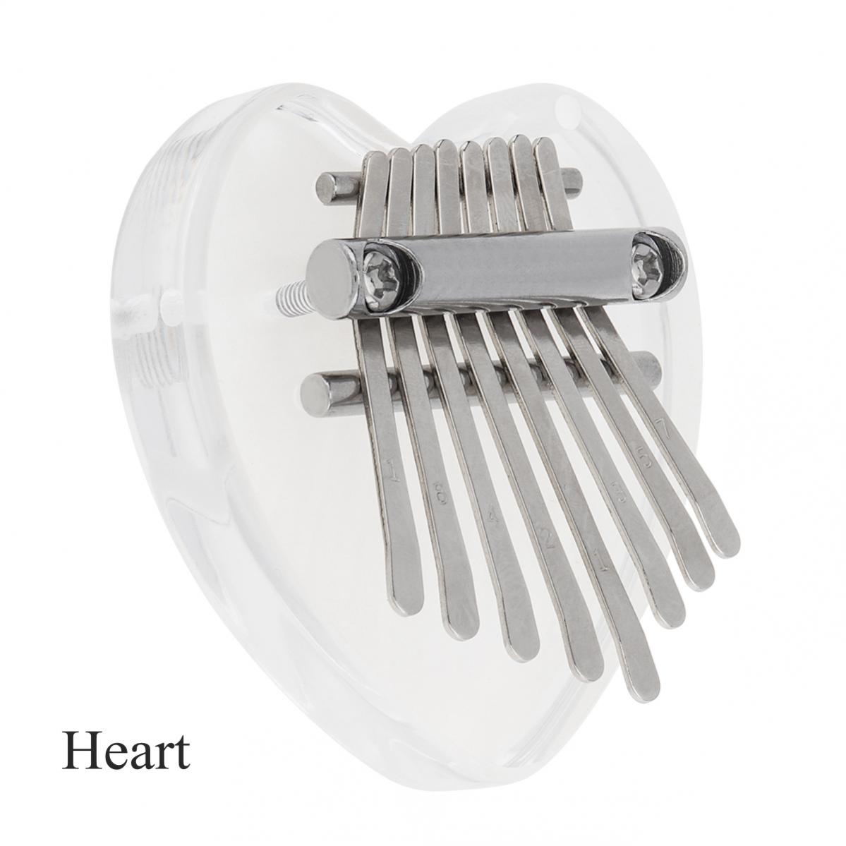 Mini 8 Key Kalimba Crystal Transparent Thumb Piano Bear Heart Cat Water Shape Mbira Musical Instruments: Heart