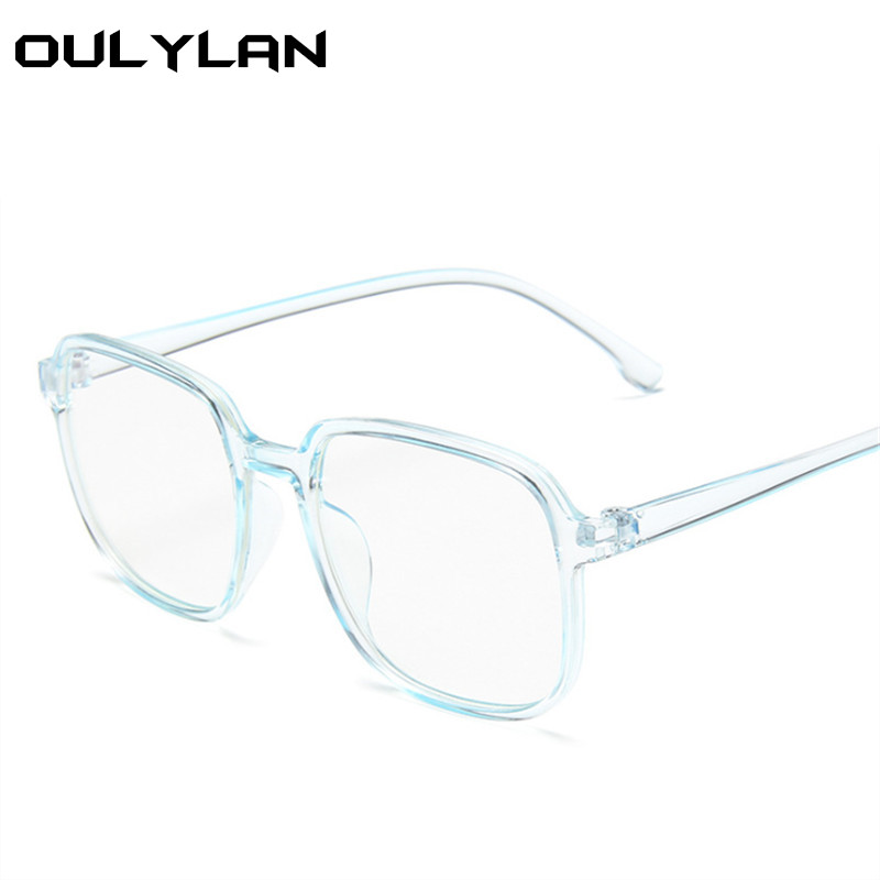 Oulylan montura transparente de anteojos para mujer Retro antiluz azul gafas de ordenador para hombres Trend monturas de gran tamaño para gafas