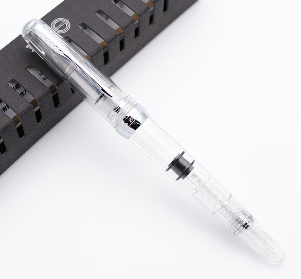 Wing Sung 618 Toso Piston Fountain Pen Transparent F Nib Ink Pen
