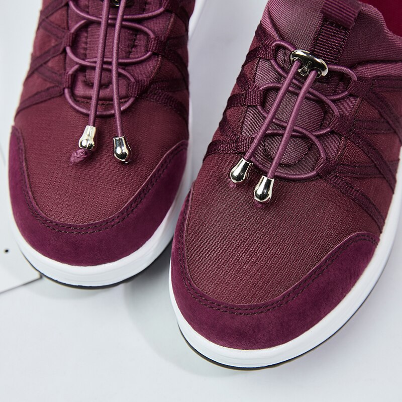 EOFK Neue Qood Frauen lässig Turnschuhe Schuhe Frau Wohnungen Plattform Elastische Schaukel Grau Schuhe