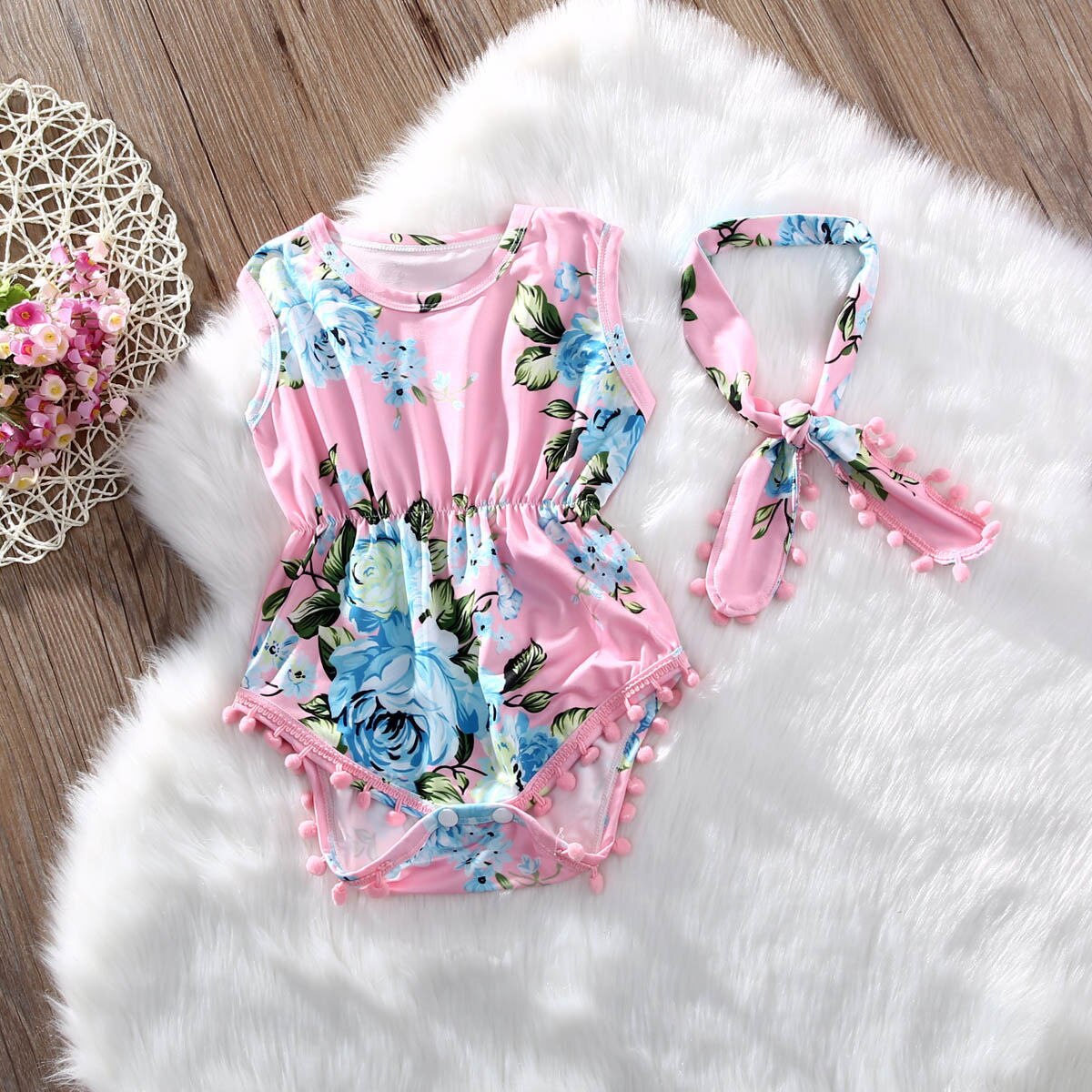 Pudcoco meisjes jumpsuits 0-24m schattige babymeisjes bloemen romper trui jumpsuit zonnepak outfits kleding: Roze / 18m