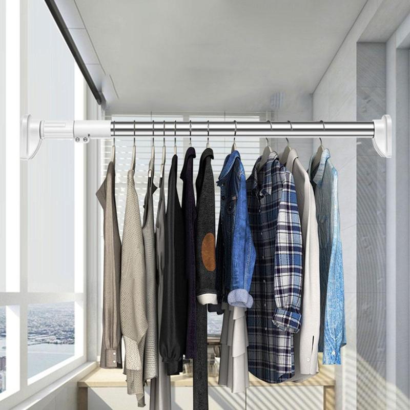 Durable Clotheshorse Telescopic Clothesline Pole Free For Bathroom Clothes Balcony Drying Rod Retractable Punching Bedroom U2B7