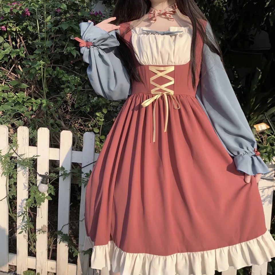 Vestido de encaje gótico estilo victoriano para mujer, vestido de Retro, estilo Kawaii, para damas de honor