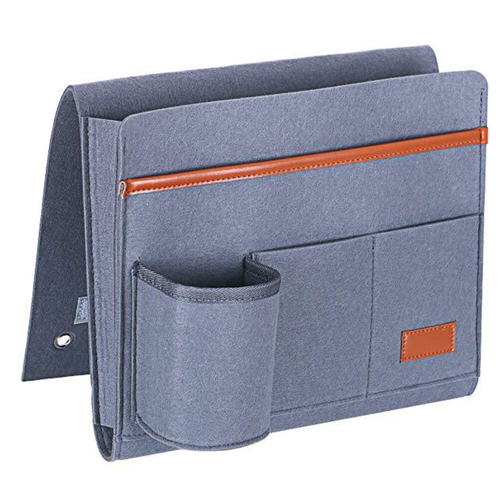 Vilt Nachtkastje Opbergtas Pouch Bed Bureau Bag Bank Voor Tv Afstandsbediening Opknoping Caddy Organizer Bed Houder Zakken: dard grey