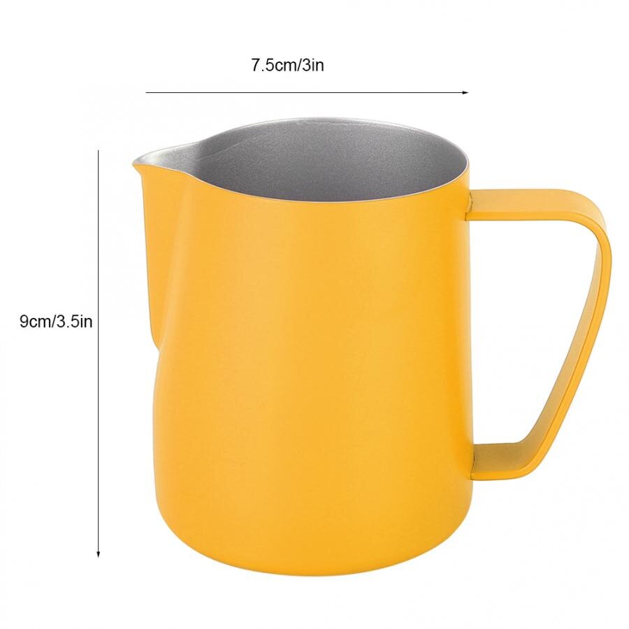 Kaffe latte kopp 350ml melkeskummende kanne i rustfritt stål skummer kaffe latte beholder kopp kaffe redskaper skummende kopp: Gul
