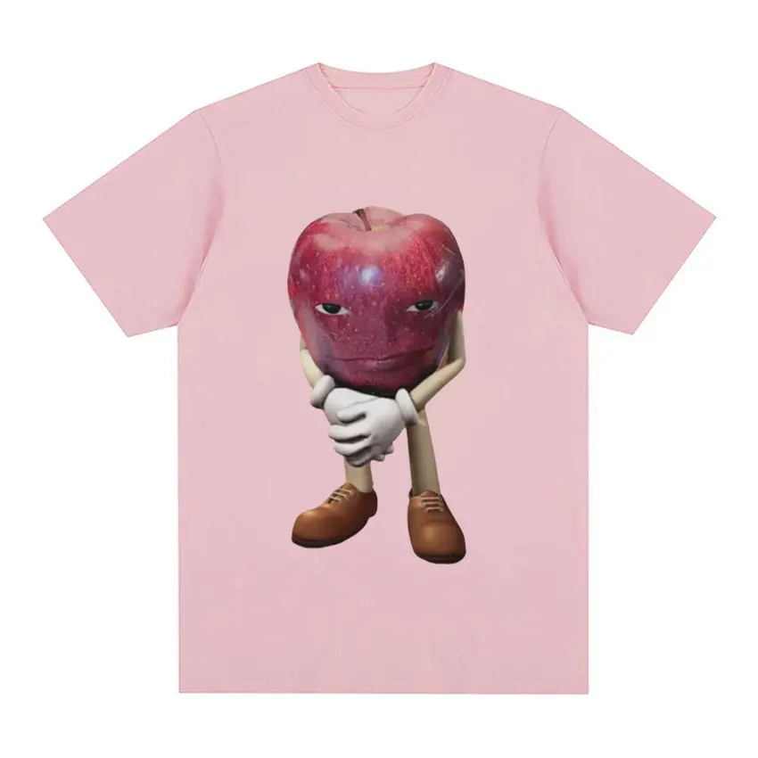 Drôle moi Asf pomme avec visage Meme t-shirt unisexe t-shirts hommes rétro décontracté à manches courtes t-shirts hauts: S / Rose