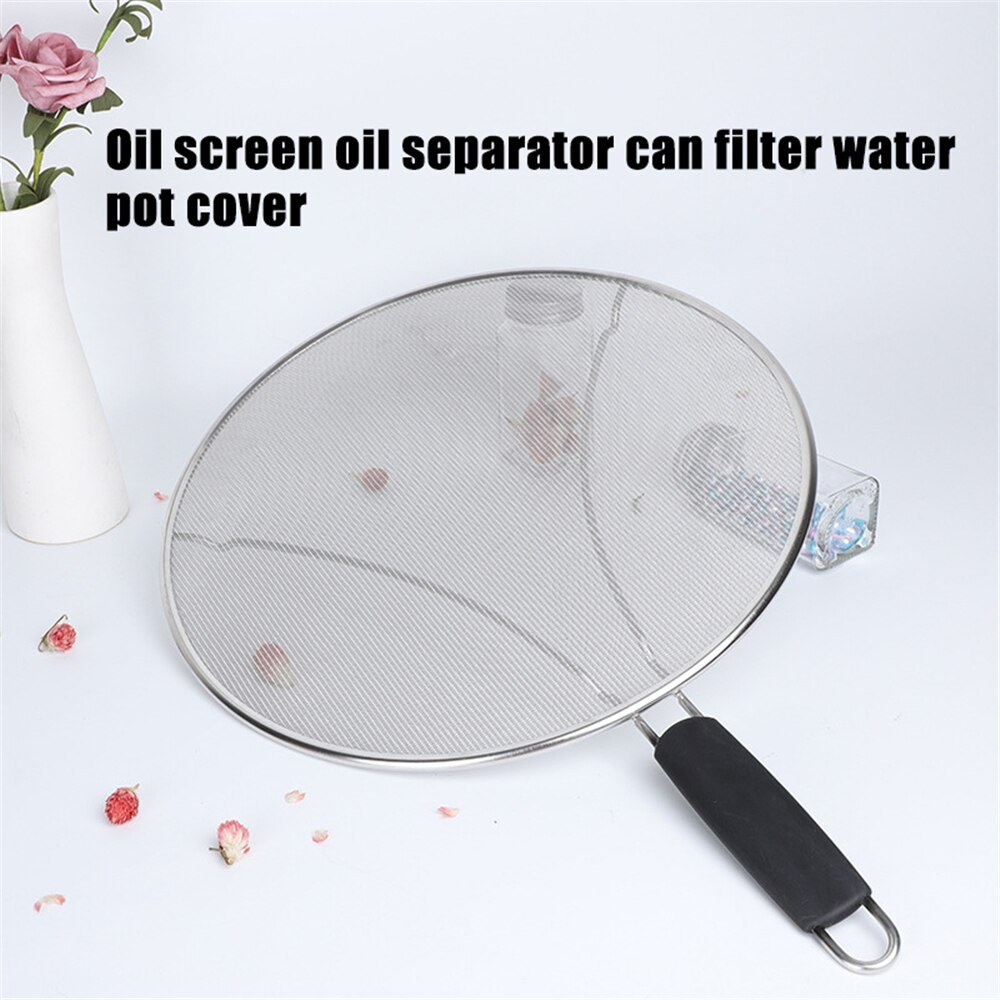 Splatter Screen Stainless Steel Splatter Guard With PP Handle Anti Grease Splash Scald Proof For Frying Pan Kitchen Tools