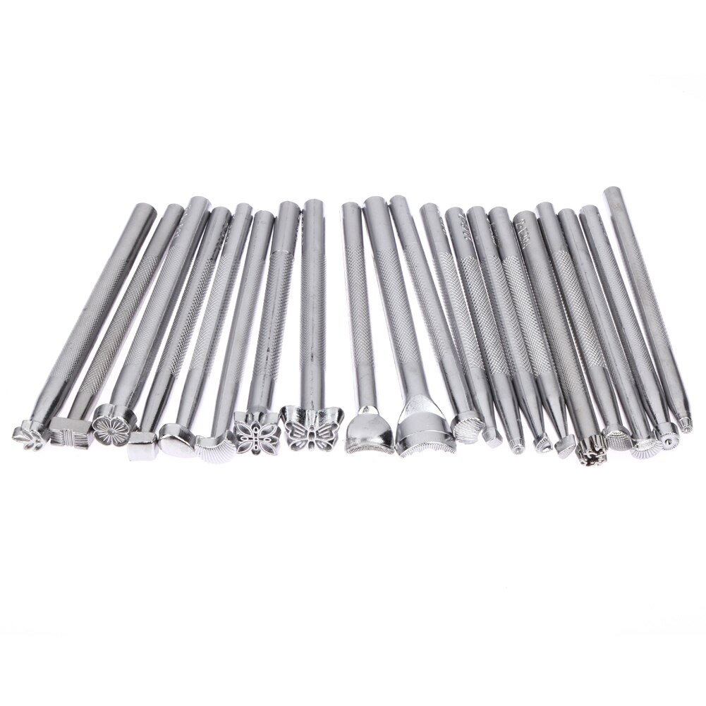 25 unids/set Manual de acero inoxidable de cuero sello tallado martillo estampado biselador Kit de herramientas artesanía para el hogar escultura herramientas de costura
