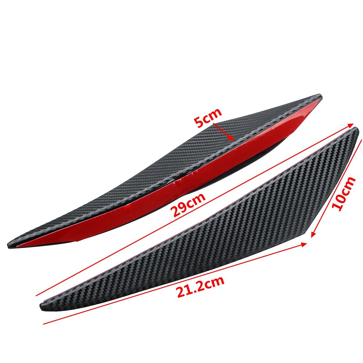 Pair 29cm Universal Car Front Bumper Anti-rub Protector Strips Front Bumper Lip Diffuser Splitter Fins Rubber Protector Strips