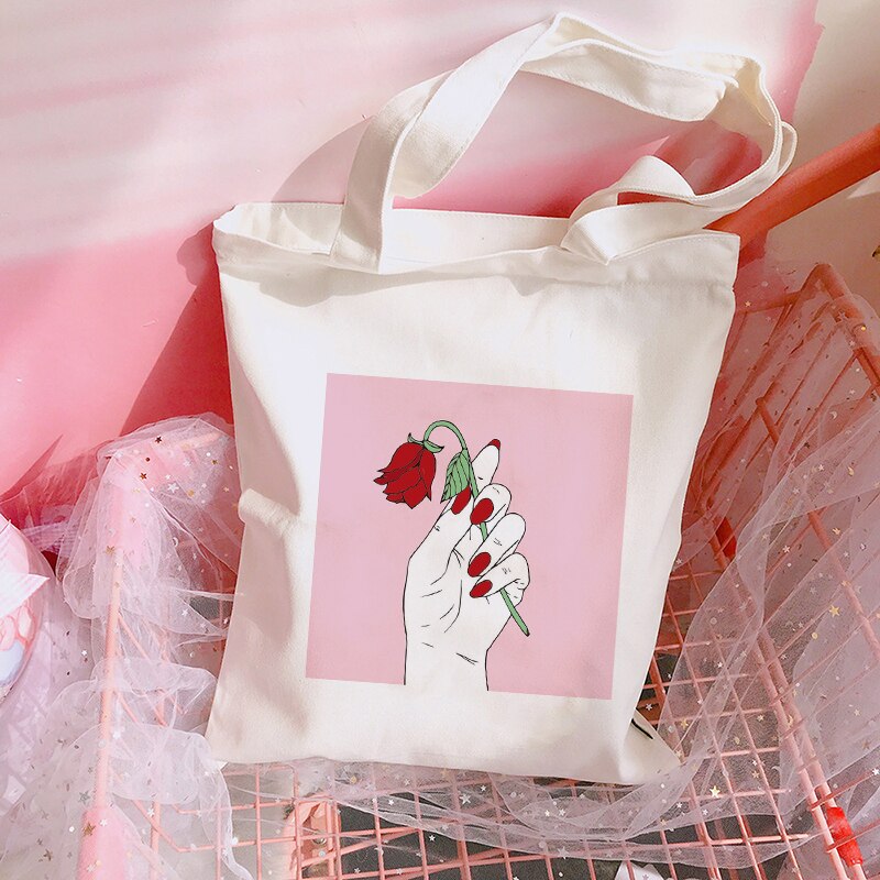 Harajuku Ulzzang Women Print Summer Shoulder Bag Cartoon Casual Female Tote Bag Fun Female Canvas Bags Large-capacity