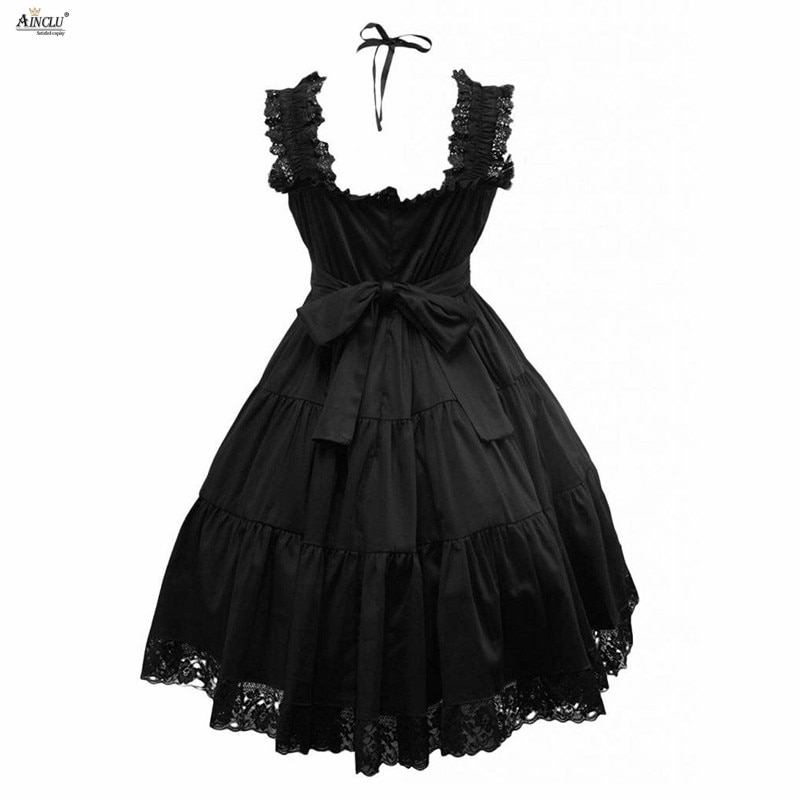 Vestido Lolita de algodón para niñas, ropa gótica de , negro, sin mangas, con tirantes, Cosplay, XS-XXL de personalización