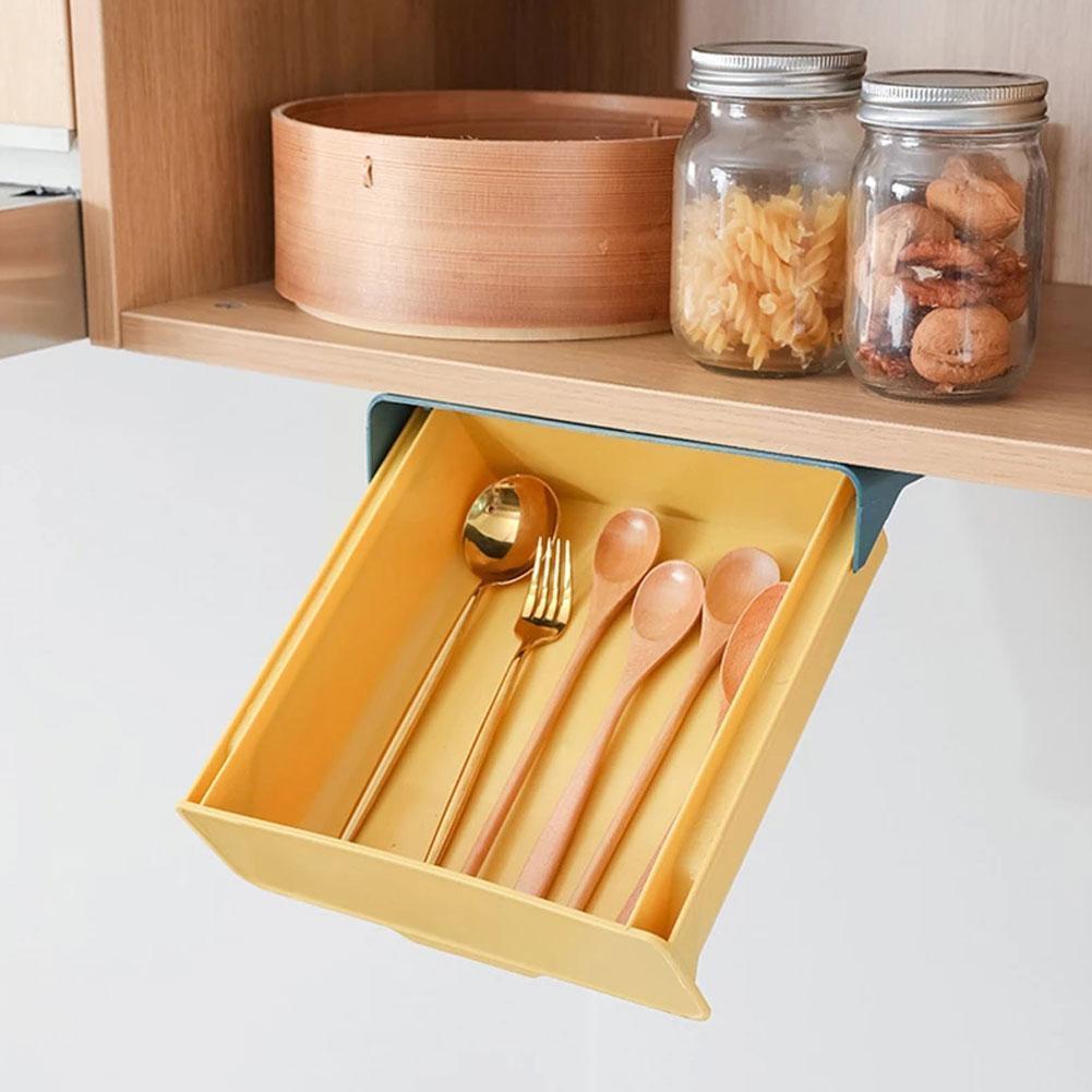Storage Box Under Drawer Box Hidden Table Paste Kitchen Case Organizer Pen Holder Desk Basket Hanging Stationery Memo Parti D5A6