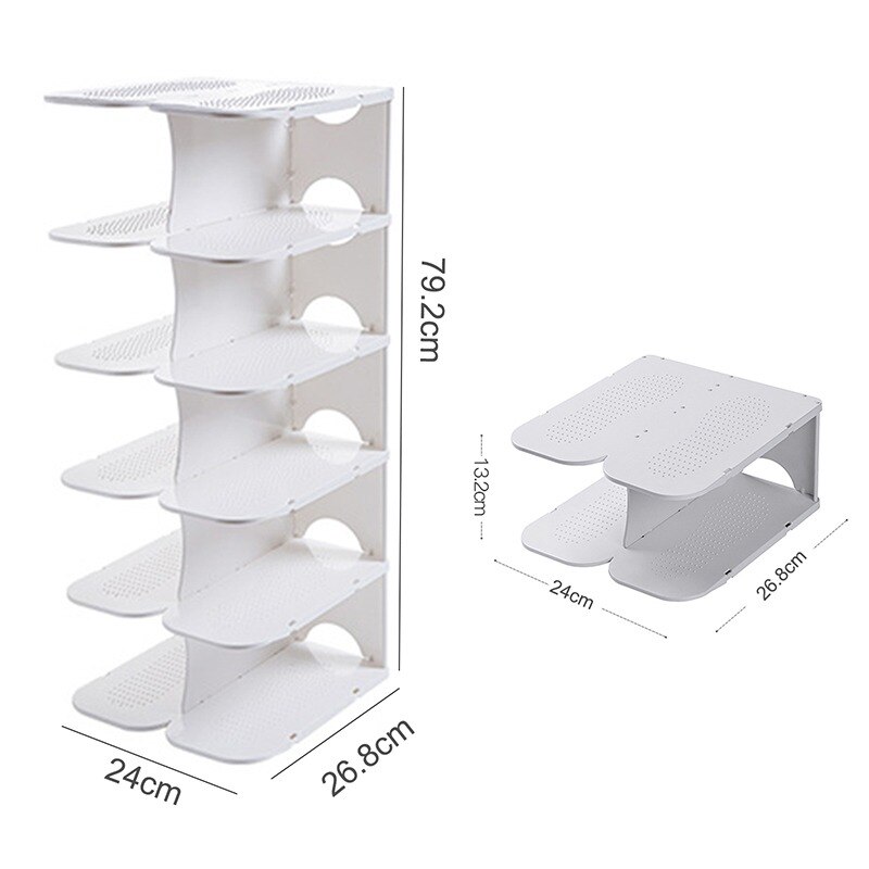 DIY Assembly 6 Layers Stackable Shoe Organizer Shoe Shelf Shoe Rack Stand Space Saving Shoe Hanger Shoe Box Cabinet