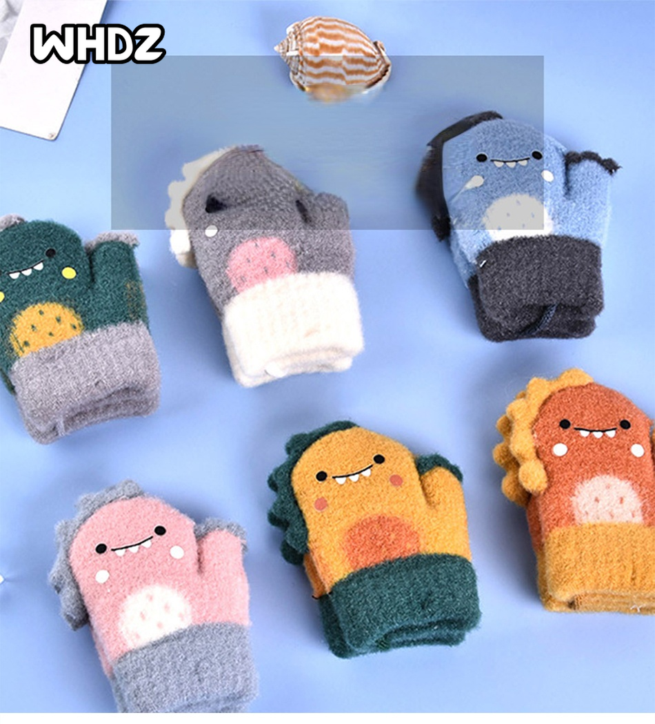 Manopla de piel de conejo para niños, mitones de punto gruesos y cálidos para bebés de 0 a 2 años, guante de invierno con cuello colgante, guantes suaves para bebés