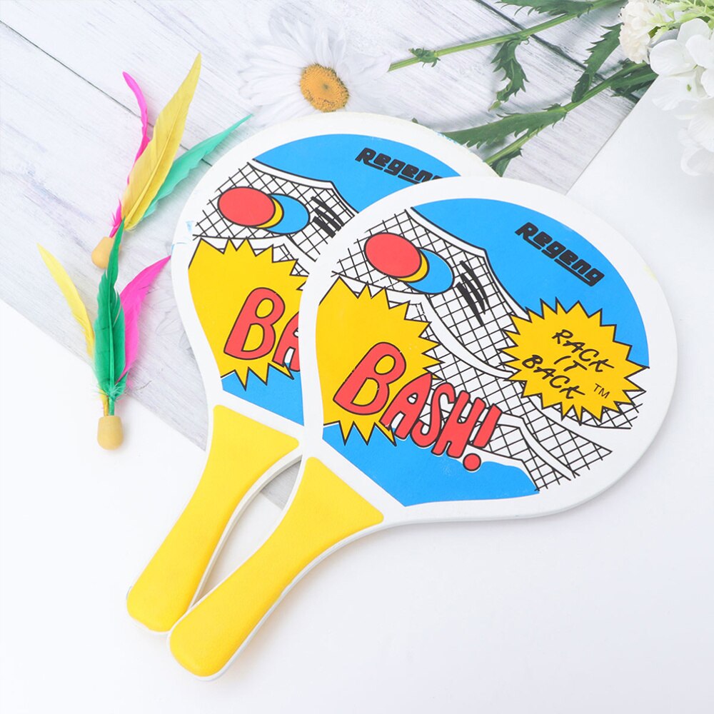 2 conjunto de placa raquete de badminton raquete de praia sete camadas de alta qualidade madeira álamo criativo raquete de tênis de mesa (estilo aleatório)