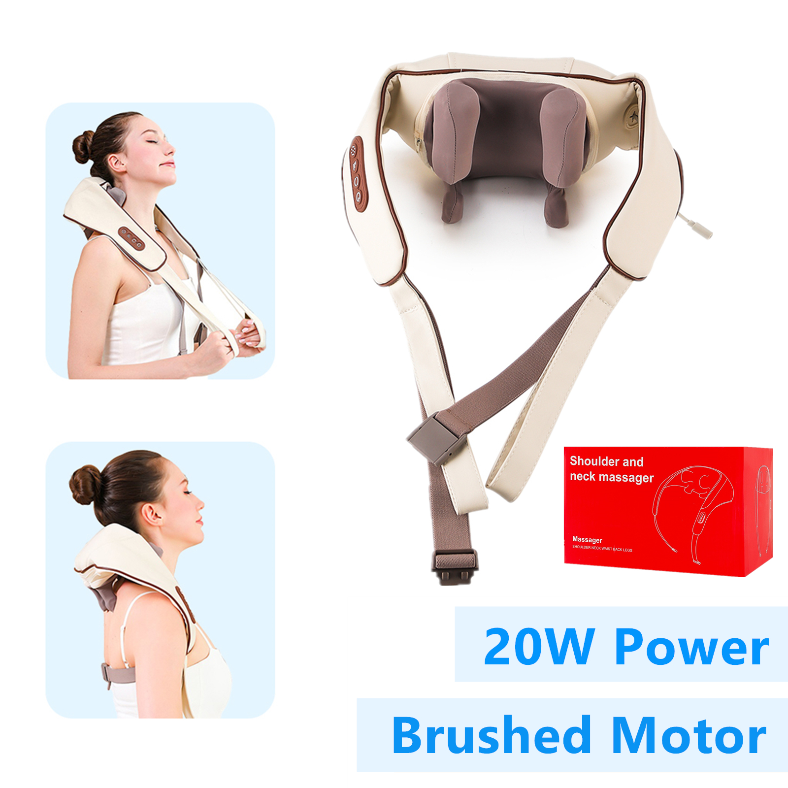 Foreverlily-Châle de massage cervical sans fil, masseur de cou initié, pétrissage du dos, assemblage Ezius, 26W: Orange