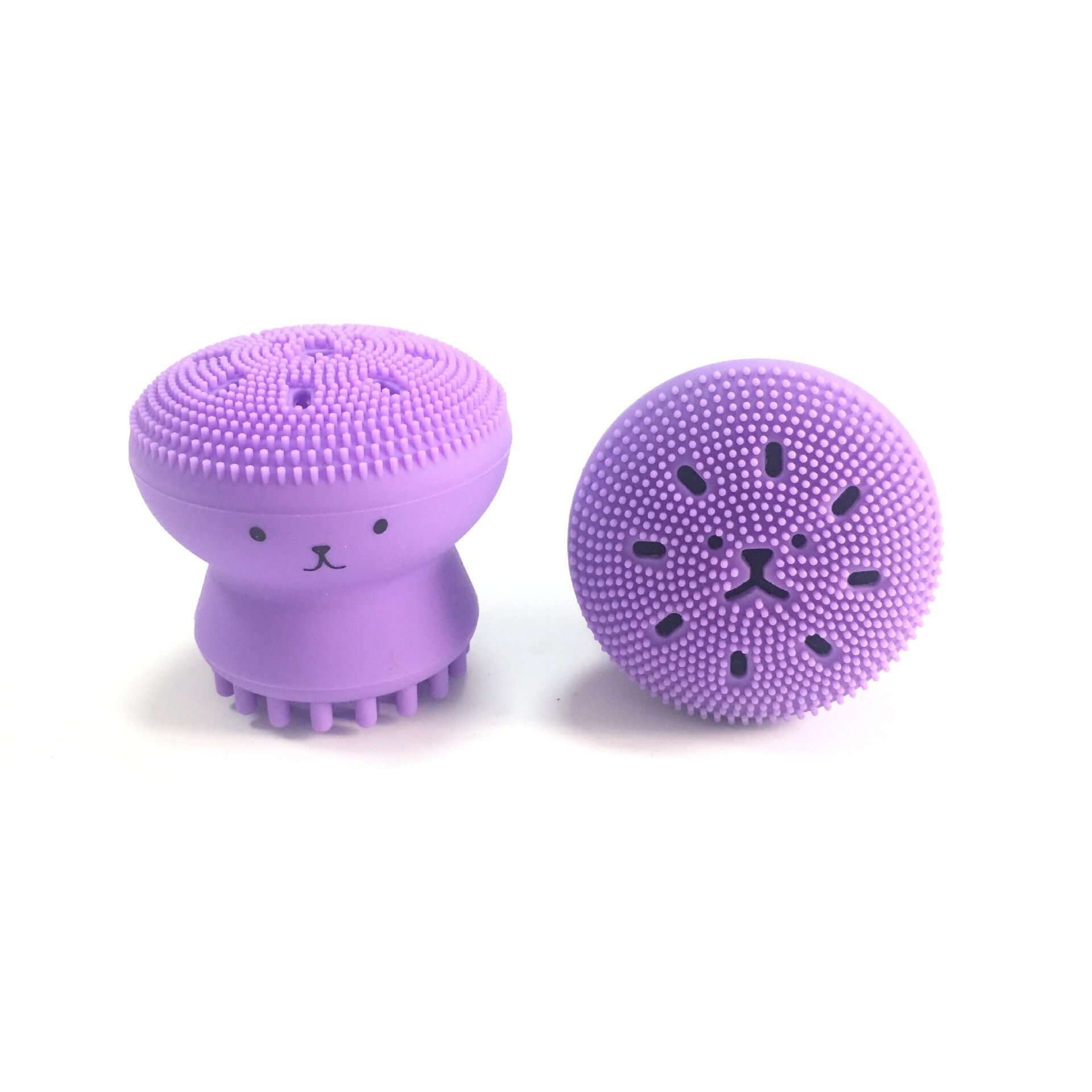 Cepillo de limpieza Facial de silicona, limpiador Facial con forma de pulpo, exfoliante, cepillo de lavado: Purple