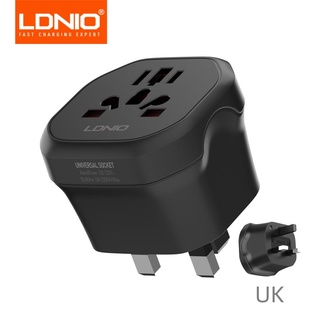 LDNIO Adaptateur de voyage universel EU UK US AU, prise de conversion, prise américaine vers prise universelle européenne,adaptateur prise us eu: Black