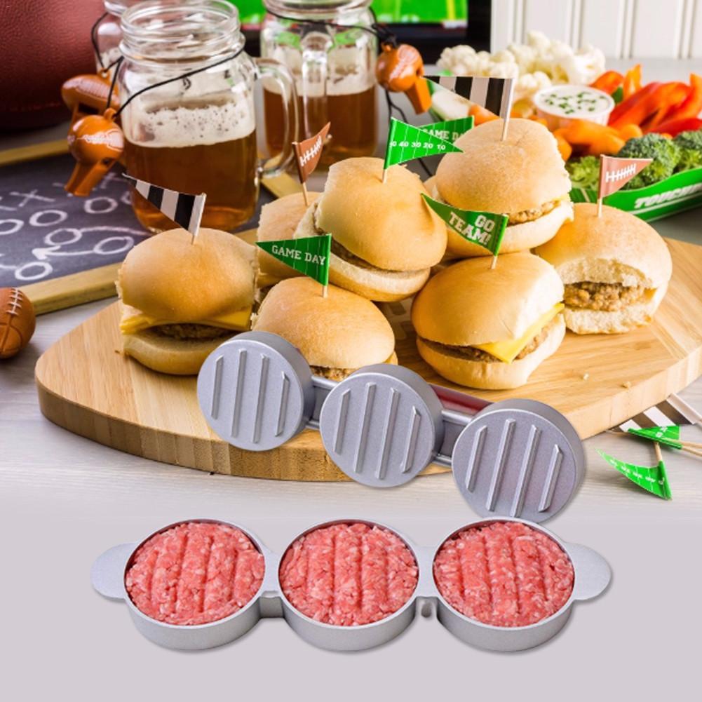 Hamburger Press Non Stick Aluminum Alloy Triple Burger Press Mini Hamburger Patty Maker Meat Beef Grill Burger Mold Kitchen Tool