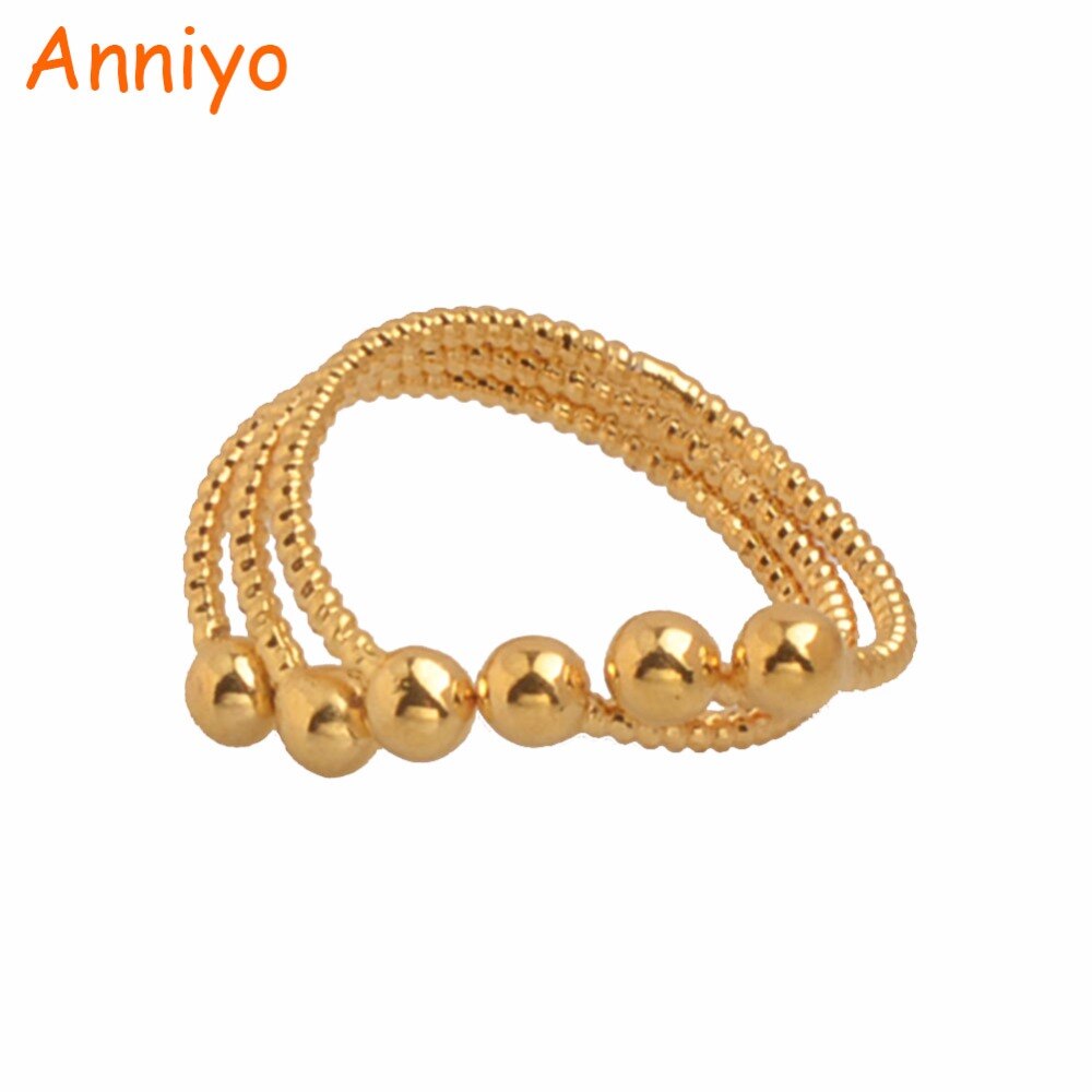 Anniyo Kleine Bal Ringen Voor Vrouwen/Meisje Goud Kleur Arabische Bruiloft Ring Sieraden Afrikaanse #003609