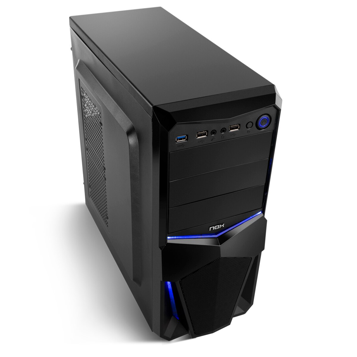 NOX Semitorre PC ATX-Micro ATX PAX Gaming- USB 3.0, LED, Espacio hasta 3 Ventiladores y 4 Discos Duros