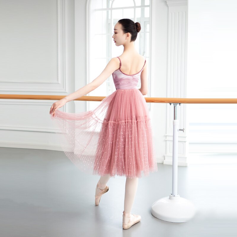 Women Ballet Skirt Tulle Long Dance Skirt Romantic Ballet Tutu Pull On Lyrical Ballet Dress Ballerina classical dance costumes