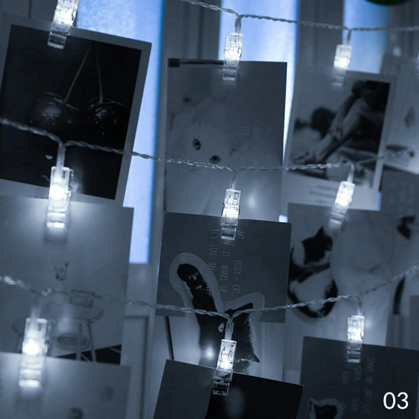 Led-ljusslinga med klämmor för att hänga upp bilder för dekoration internetkändisrumsdekoration fotostudio vägglampslinga