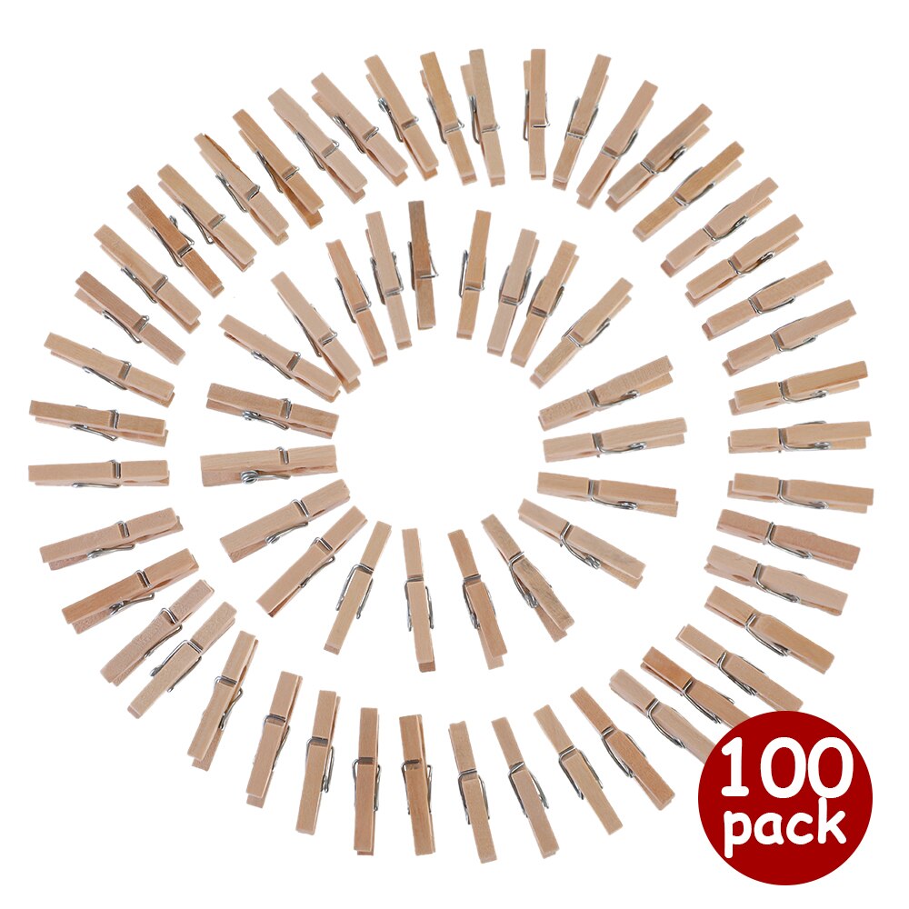 100 pièces très petite taille Mini pinces en bois naturel pour pinces Photo pince à linge artisanat décoration Clips chevilles: Default Title