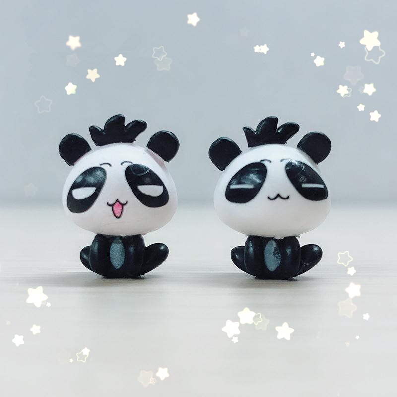 2Pcs Cute Mini Panda Cartoon Toys Children Plastic Toy Kawaii Home Car Decoration Animal Doll Toy DIY Micro Landscape Ornaments