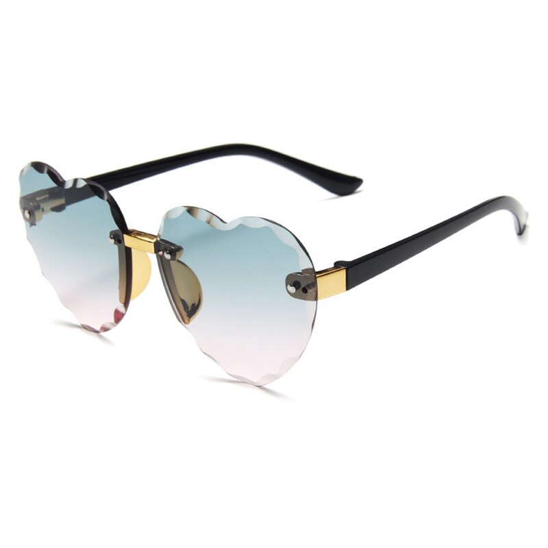 Neue Nette Herz Randlose Brille Sonnenbrille freundlicher freundlicher Grau Rosa verrotten Linsen Jungen Mädchen UV400 freundlicher Sport Sonnenbrille