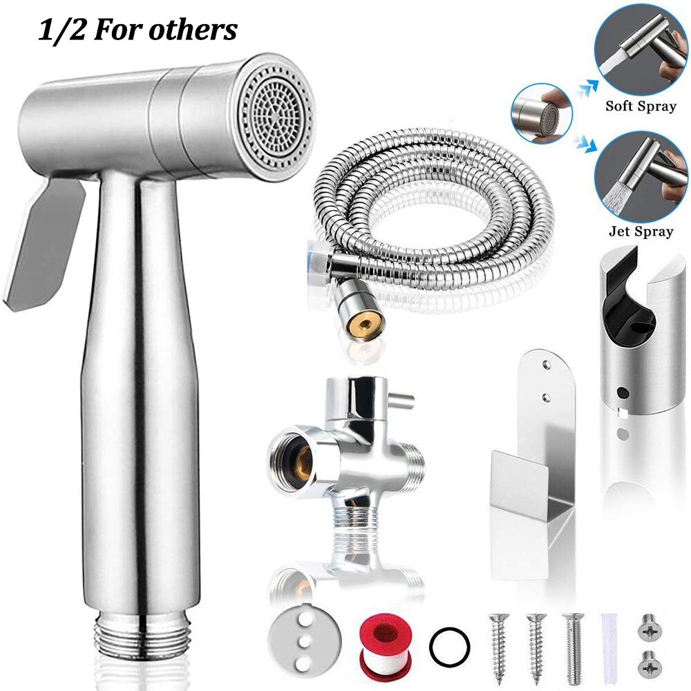 SOOSI Stainless Steel Toilet Bidet Sprayer Set Multi-mode Hand-held Cloth Diaper Spray Gun Head Portable Muslim Shower