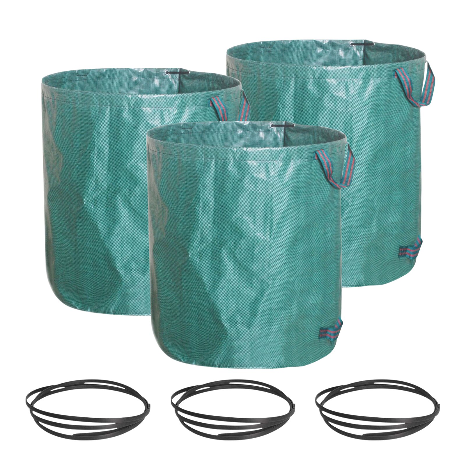 Sac à déchets de jardin 3 pièces, avec Double poignées, réutilisable, pliable, Double couche de fond, Portable, sacs de collecte de jardin robustes