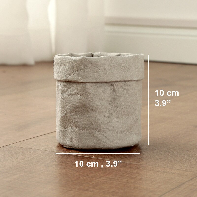 Maceta de flores de papel Kraft VOGVIGO, impermeable, ecológica, reutilizable, maceta para plantas, bolsa de almacenamiento multifunción para escritorio para el hogar: Gray S