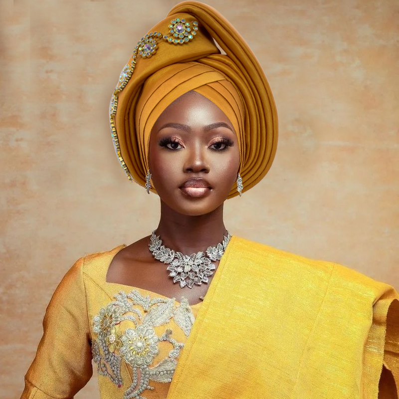 Diamanter turban kasket til kvinder afrikansk dame hovedbeklædning nigeria auto gele hovedbind bryllupsfest hovedbeklædning turbante mujer