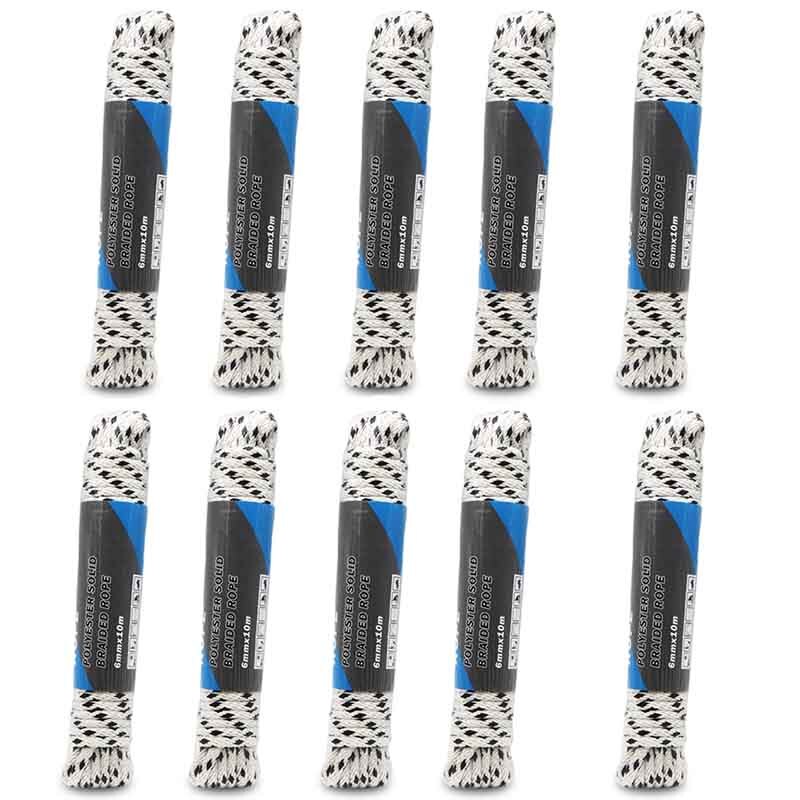 Polyester Thread 8 Strand 6mm 10 Meters Braided Rope Twisted Rope Home Travel Camping