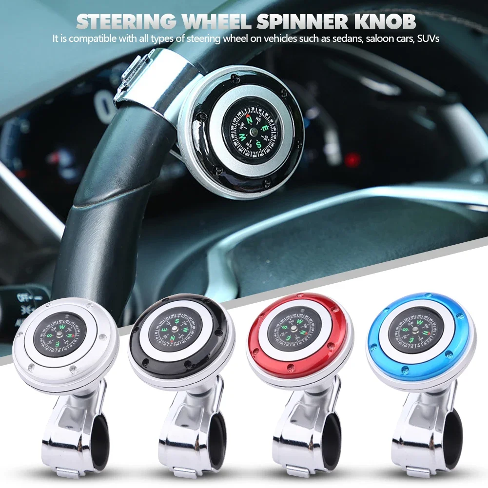 Stuurwiel Spinner Knop Met Kompas Universele 360 Graden Rotatie Metalen Power Handvat Bal Booster Voor Auto Auto Auto Auto