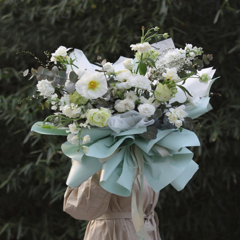 20 Stks/pak Mist Papieren Bloem Inpakpapier Bloem Diy Materiaal Doorschijnend Effen Kleur Waterdichte Koreaanse Bloem Inpakpapier