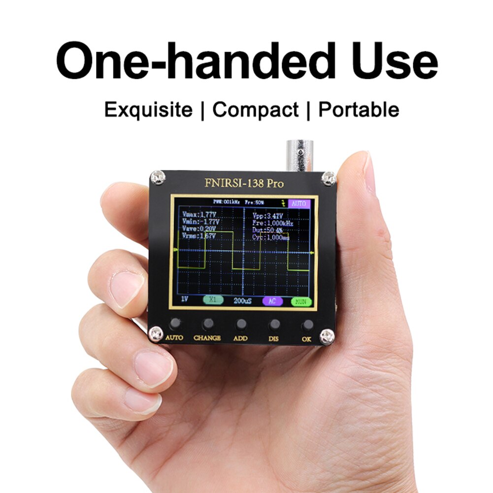 FNIRSI – Mini Oscilloscope numérique portable 138pro, pratique, avec 3 modes de déclenchement, un bouton, réglage automatique, mise à niveau du micrologiciel PWM