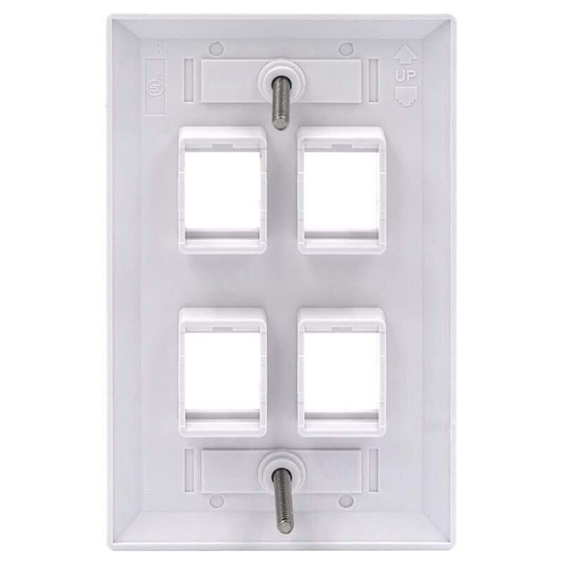 4 Port Keystone Wall Plate (10-Pack), Single Gang Wall Plates For RJ45 Keystone Jack And Modular Inserts,White