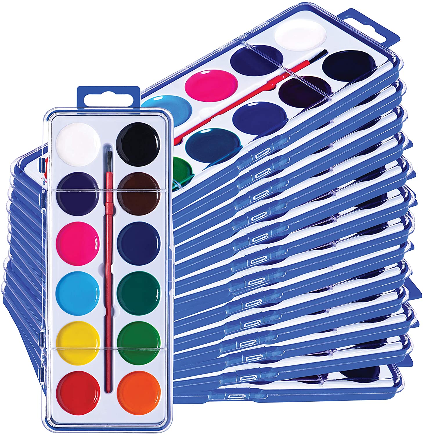 Juego de acuarelas lavables para niños y adultos, 6-24 colores, perfectas para la escuela y en casa, incluye pincel