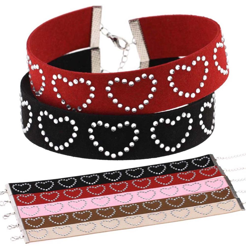 Goth Kleding Harajuku Hart Choker Ketting Liefhebbers Zwart Roze Vriend Y2k Hals Ketting Voor Vrouwen Sieraden