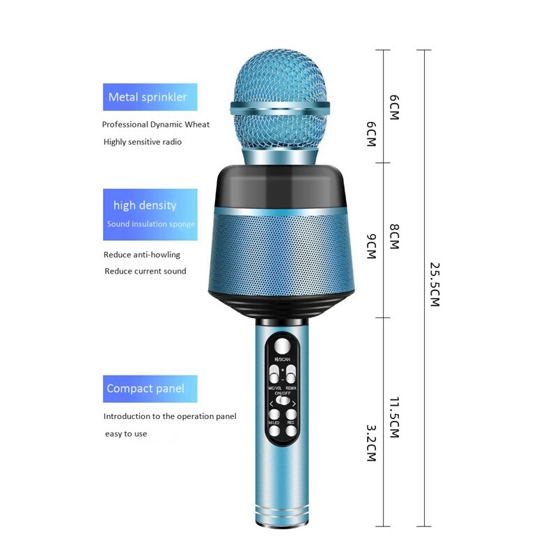 Bluetooth Microphone Mobile Phone K Songbao Wireless Microphone with Light Portable Handheld Microphone