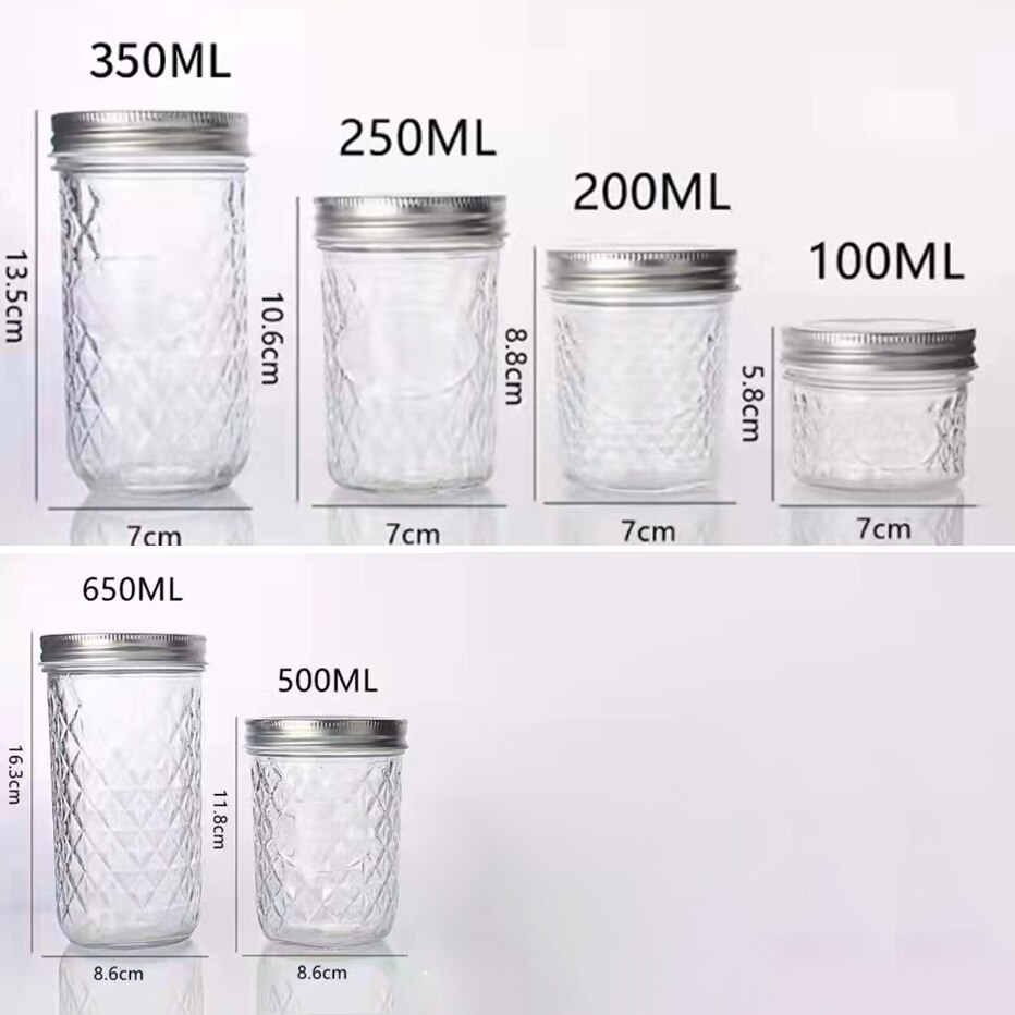 Kitchen Mason Jars with Airtight Glass Sugar Container Canning Preserving Meal Prep Jam Jelly Kitchen Storage Containers