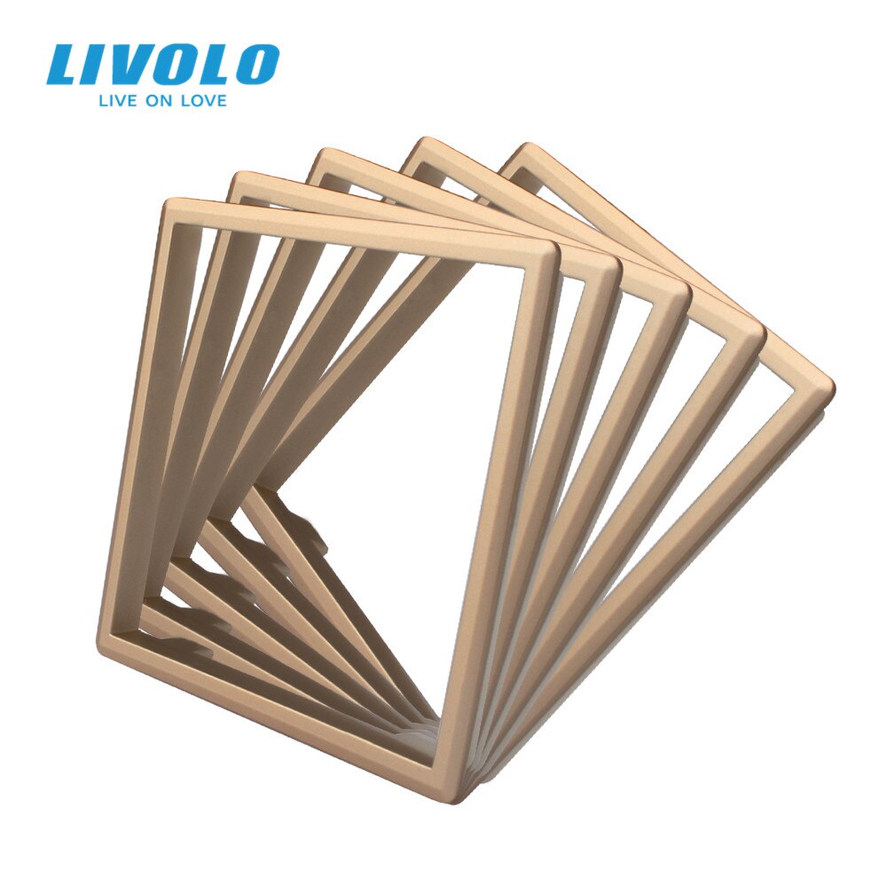 Livolo Eu Standaard Stopcontact Accessoire, Decoratieve Frame Voor Socket, Een Pack/5 Stuks, wit/Zwarte Kleur: gold