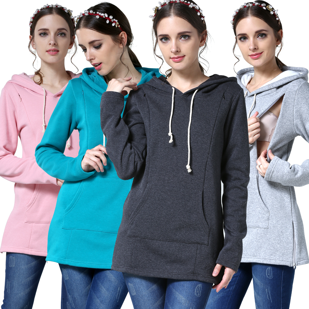 Winter Zwangerschap Moederschap Kleding Verpleging Tops Voor Zwangere Vrouwen Borstvoeding Hoodie Trui Mama Dragen Fleece