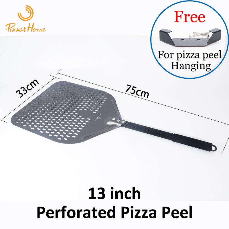 Pizzathome 13 Inch Harde Coating Geperforeerde Pizza Schil Rechthoekige Pizza Schop Aluminium Pizza Schil Paddle Korte Pizza Tool: Default Title