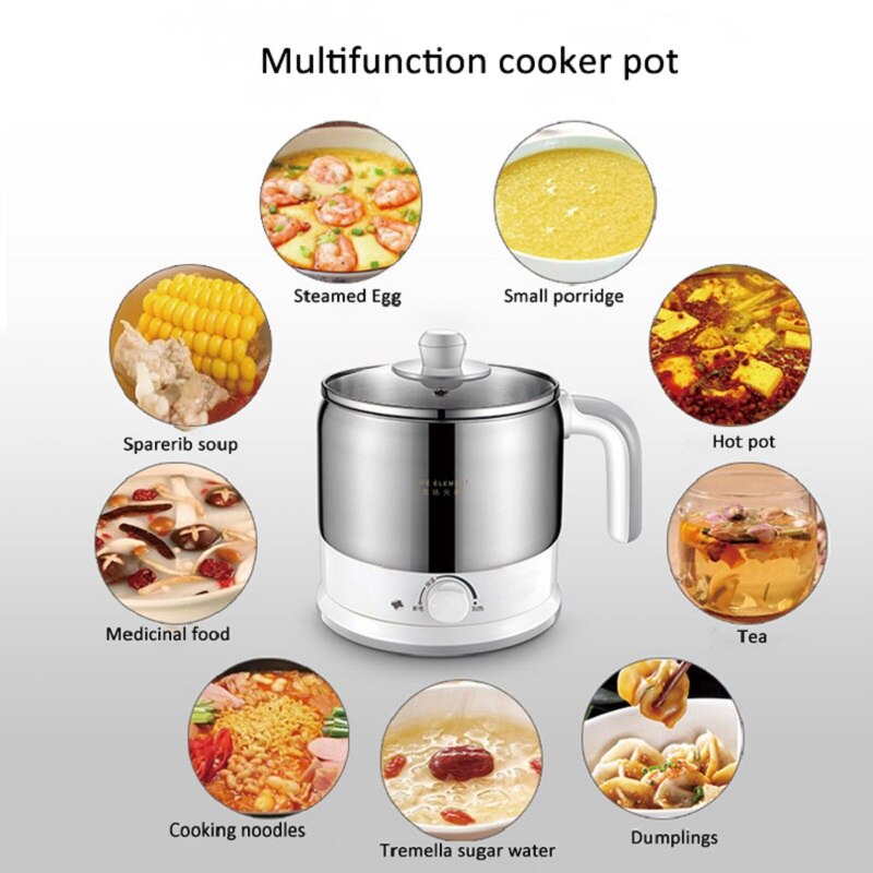 Multifunctional Electric Rice Cooker Electric Food Steamer Egg Pot Electric Slow Cooker Household Mini Electric Cooker 1.2L