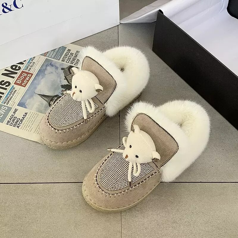 Winter warme schoenen dames hardloopschoenen studenten sneakers voor dames sportschoenen dames sneeuwlaarzen: Bruin / 6